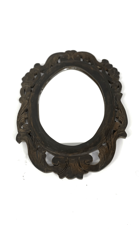 Hand Carved Wooden Oval Frame Antique Finish