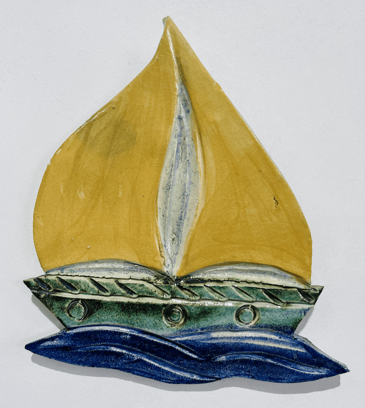Handmade Ceramic Sailboat Wall Art