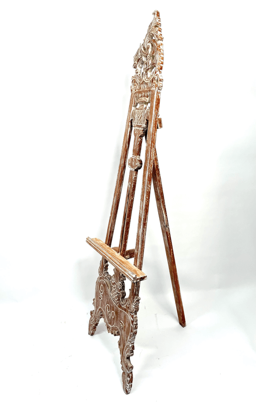 Hand-Carved Wooden Display Easel Antique Finish