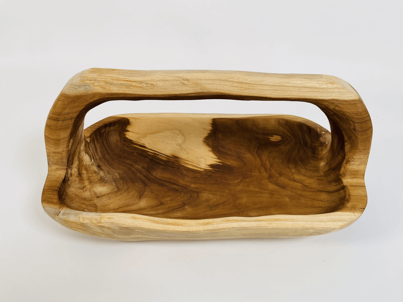 Flower Bowl Oval Hand Carved Teak