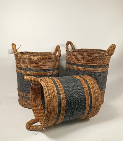 Handwoven Stripe Basket Set