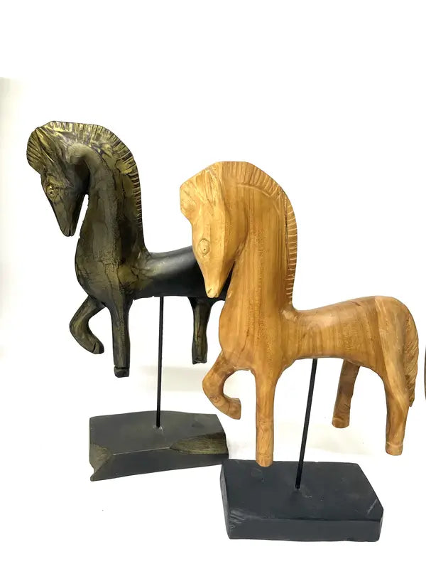 Hand Carved Wooden Horse Statue