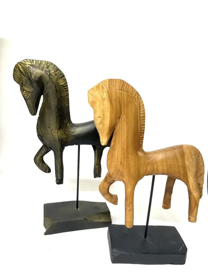Hand Carved Wooden Horse Statue