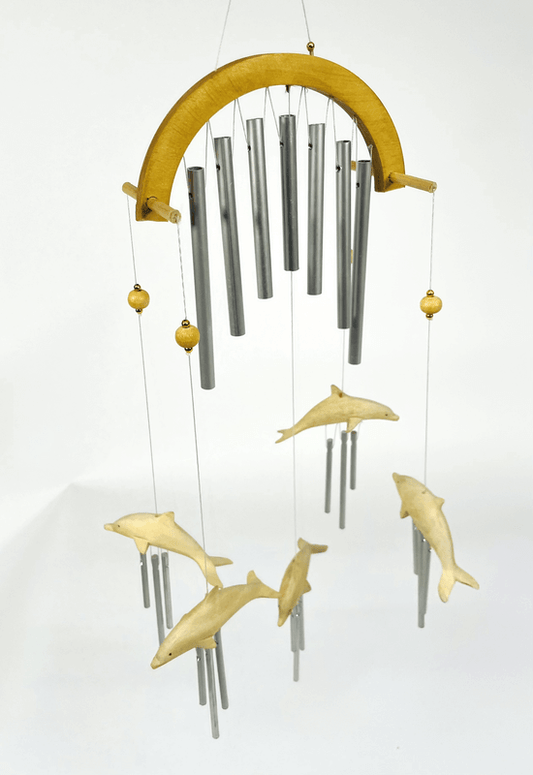 Dolphin Wind Chime Metal and Wood