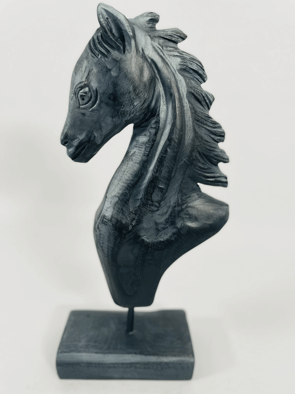 Hand Carved Horse Head on Stand