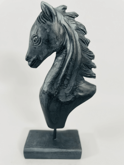 Hand Carved Horse Head on Stand