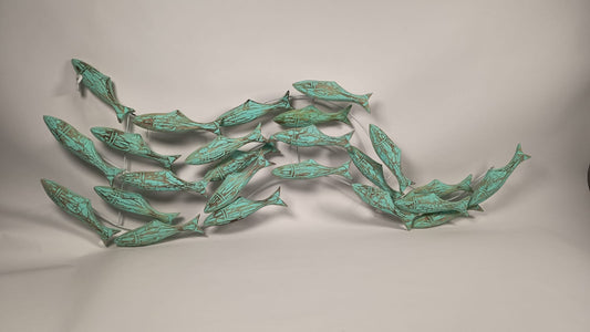 Handcrafted Flowing Fish Wall Sculpture