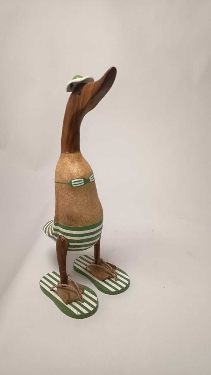 Wooden Duck Figurine Beach Outfit