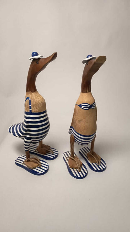 Wooden Duck Figurine Beach Outfit