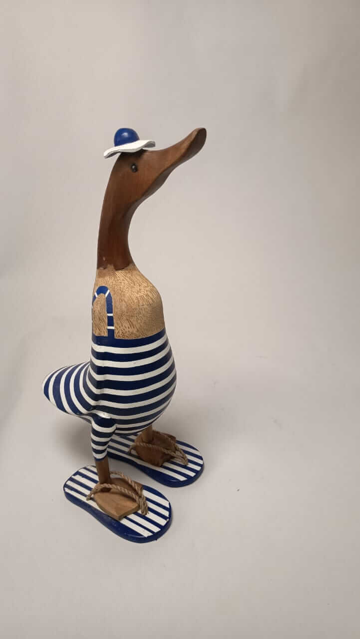 Wooden Duck Figurine Beach Outfit