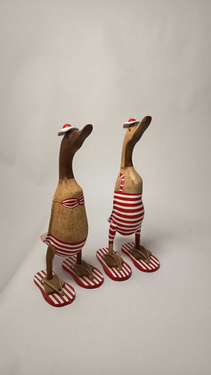 Wooden Duck Figurine Beach Outfit