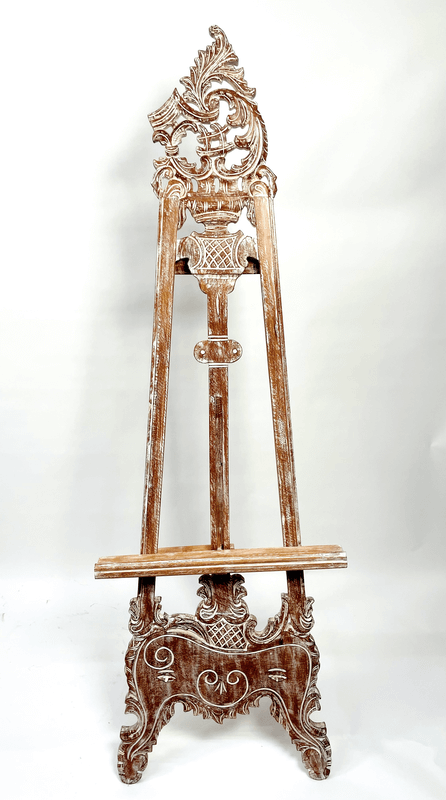 Hand-Carved Wooden Display Easel Antique Finish