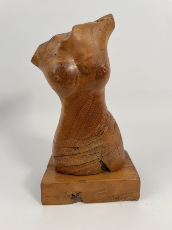 Hand-Carved Wooden Female Sculpture