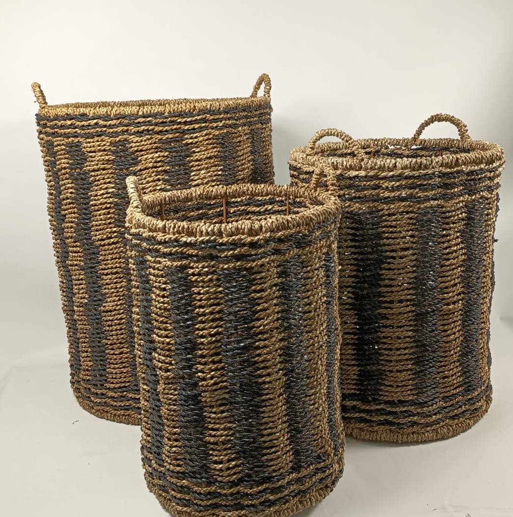 Handwoven Vertical Weave Basket Set